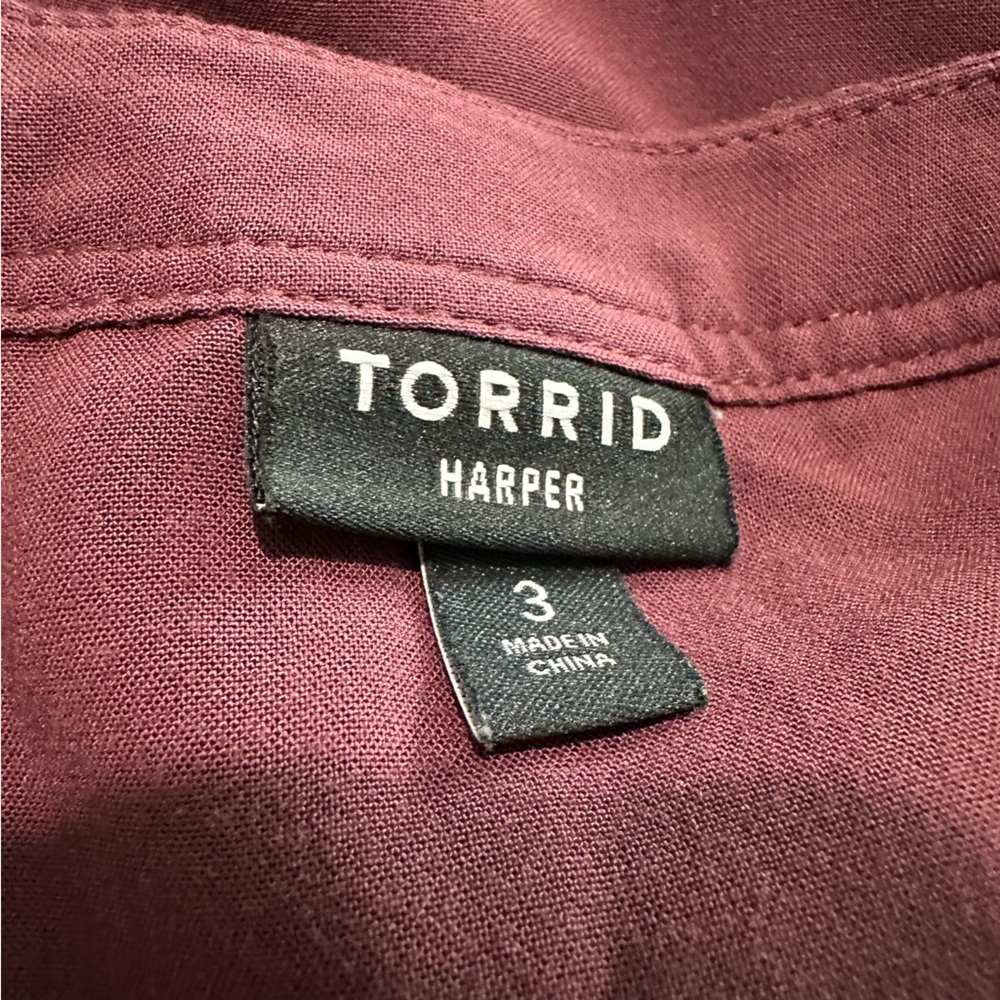 Torrid Women’s Plus Top 3 (3X) Red Harper Tab Sleeve Tunic Rayon Blend BO16 - Picture 6 of 6